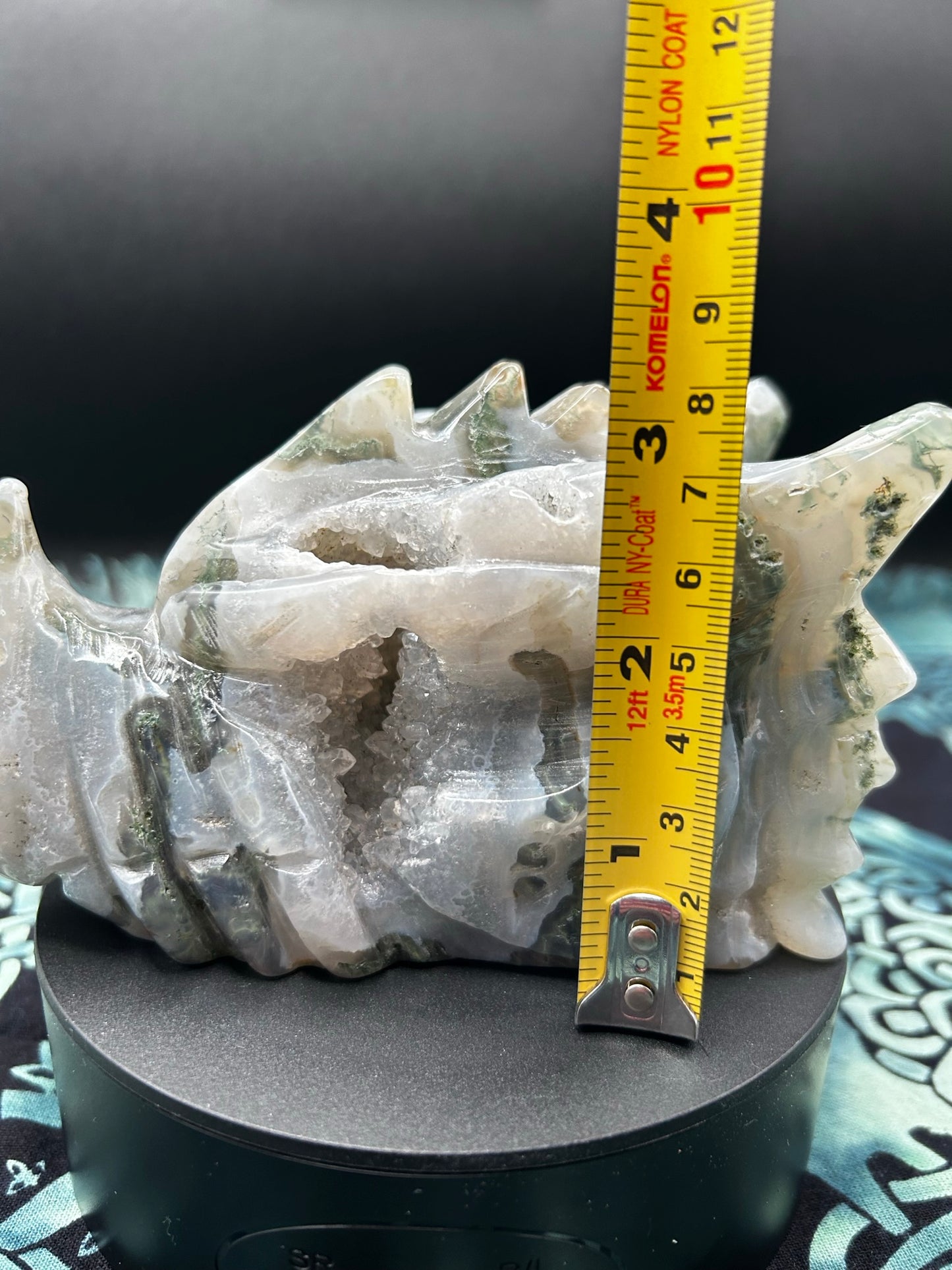 Moss Agate Dragon Head w/ Druzy