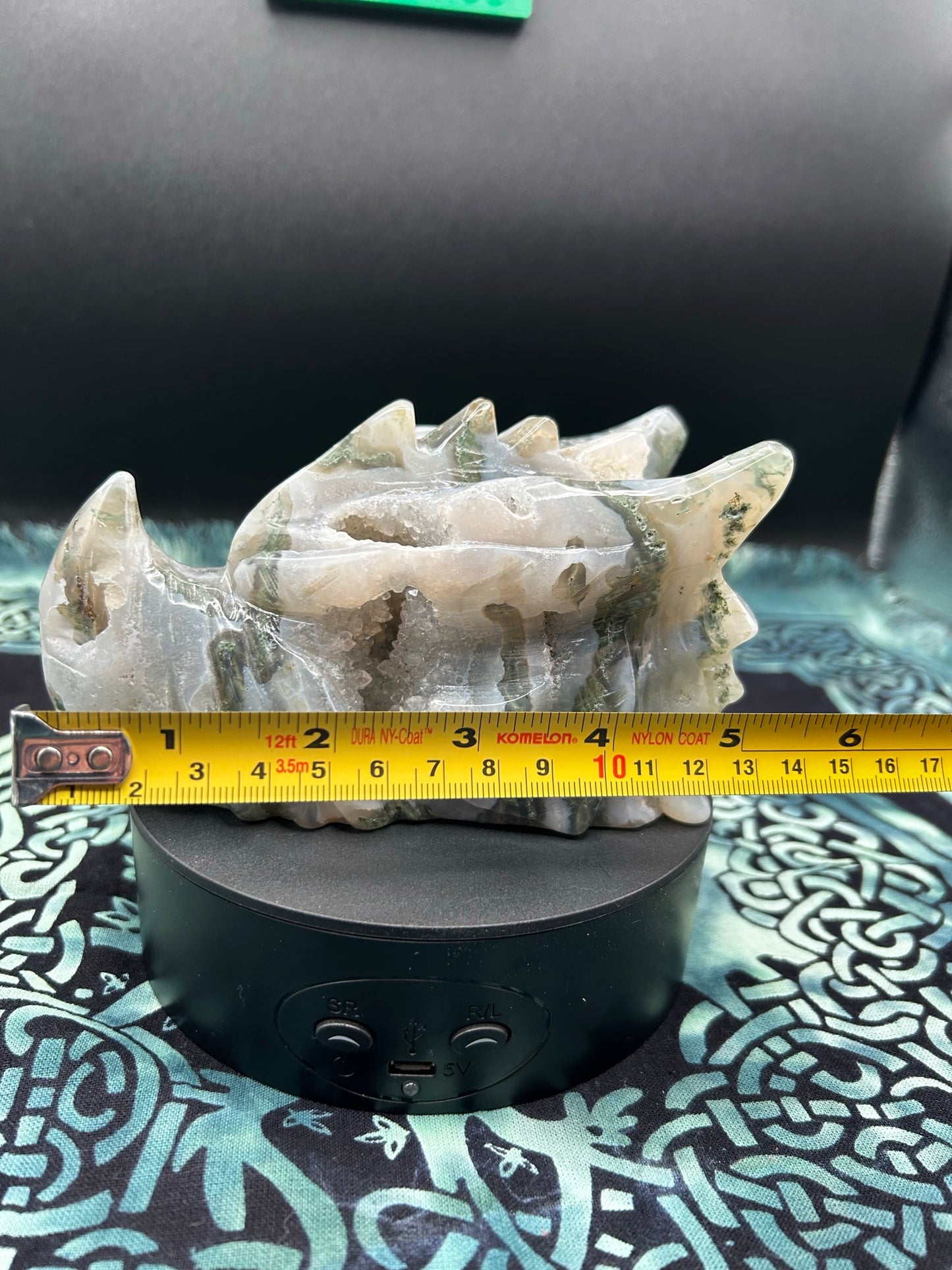 Moss Agate Dragon Head w/ Druzy