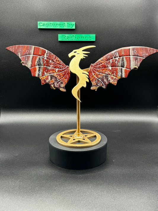 Red Jasper Wings with Druzy w/stand