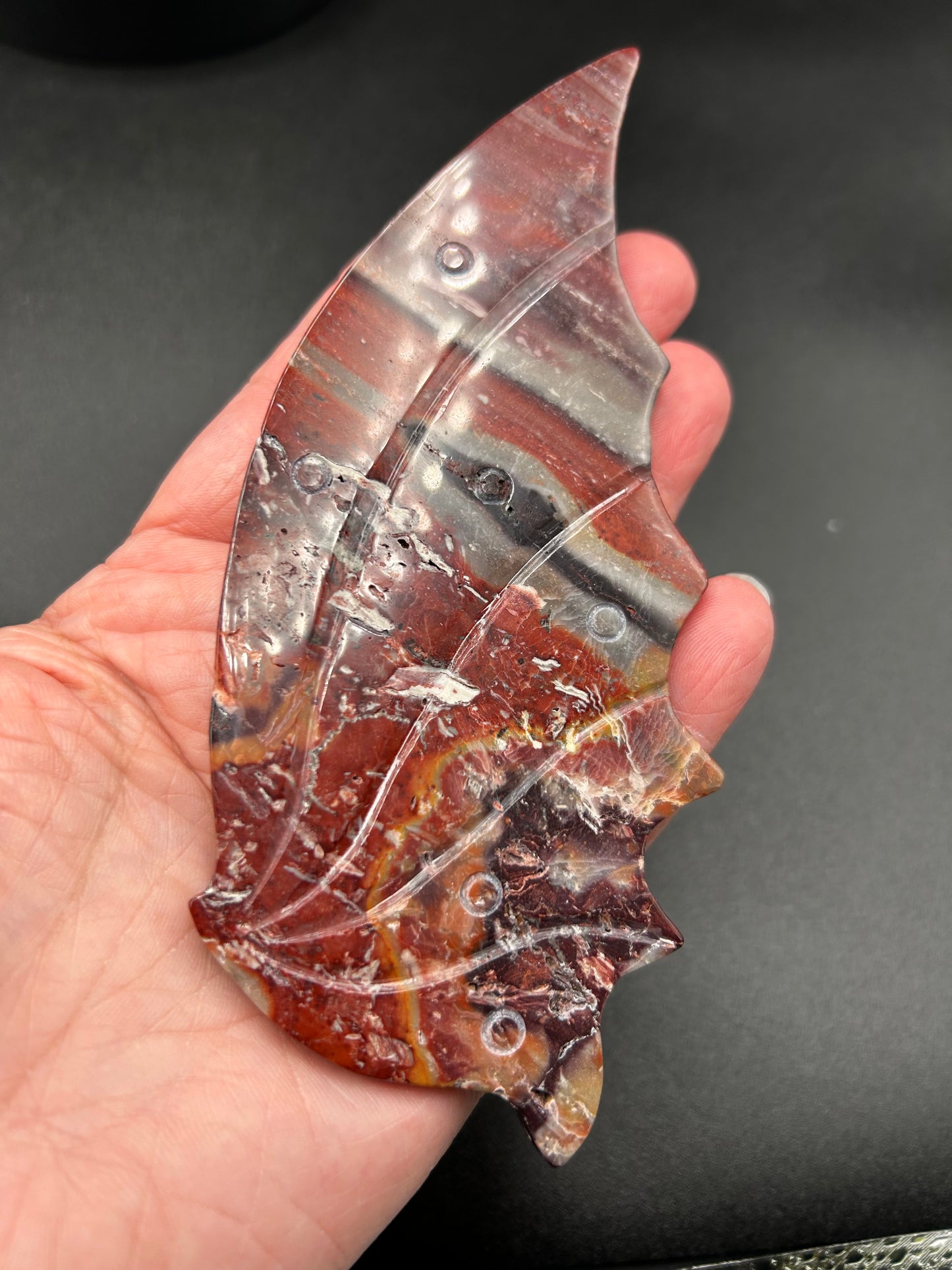 Red Jasper Wings with Druzy w/stand