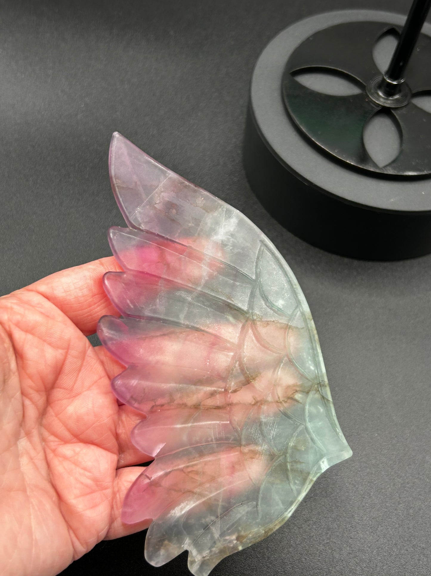 Watermelon Fluorite Wings w/stand