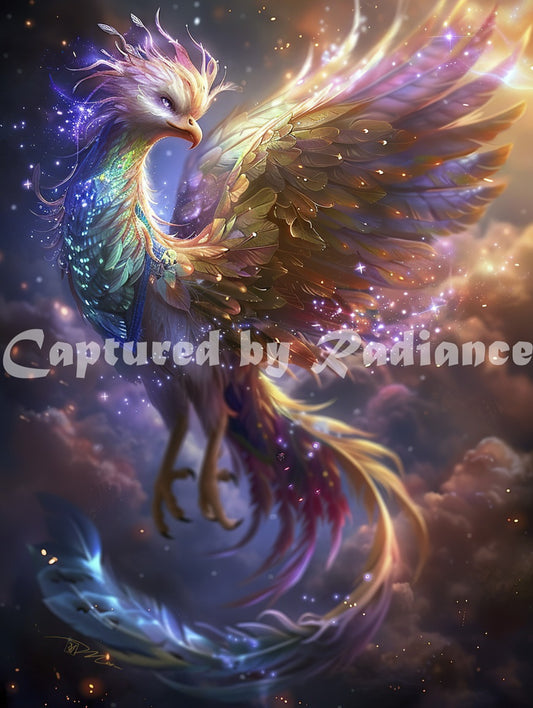 Fantastic Phoenix With Bright Colors Rainbow