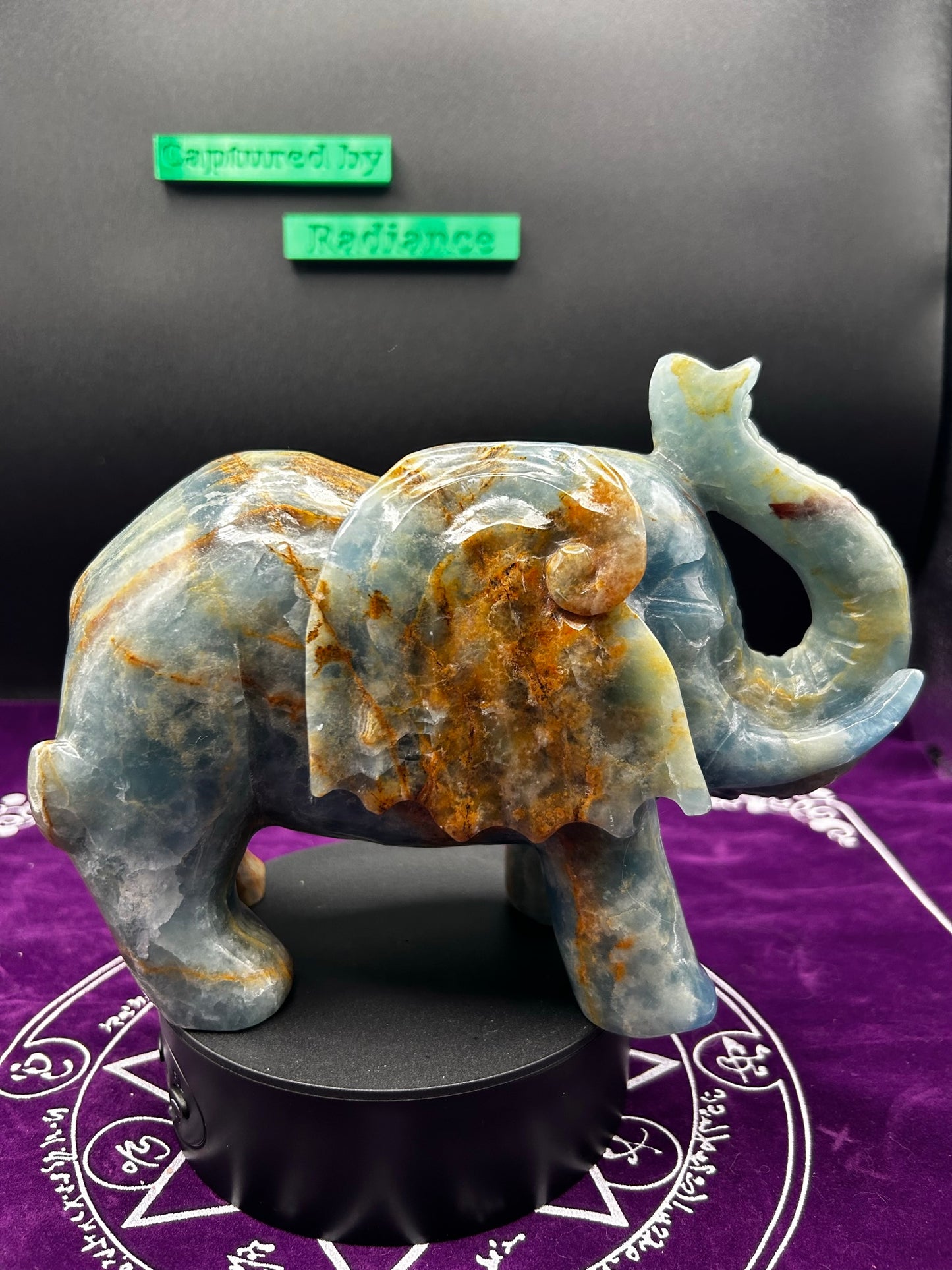 Large Blue Onyx Elephant