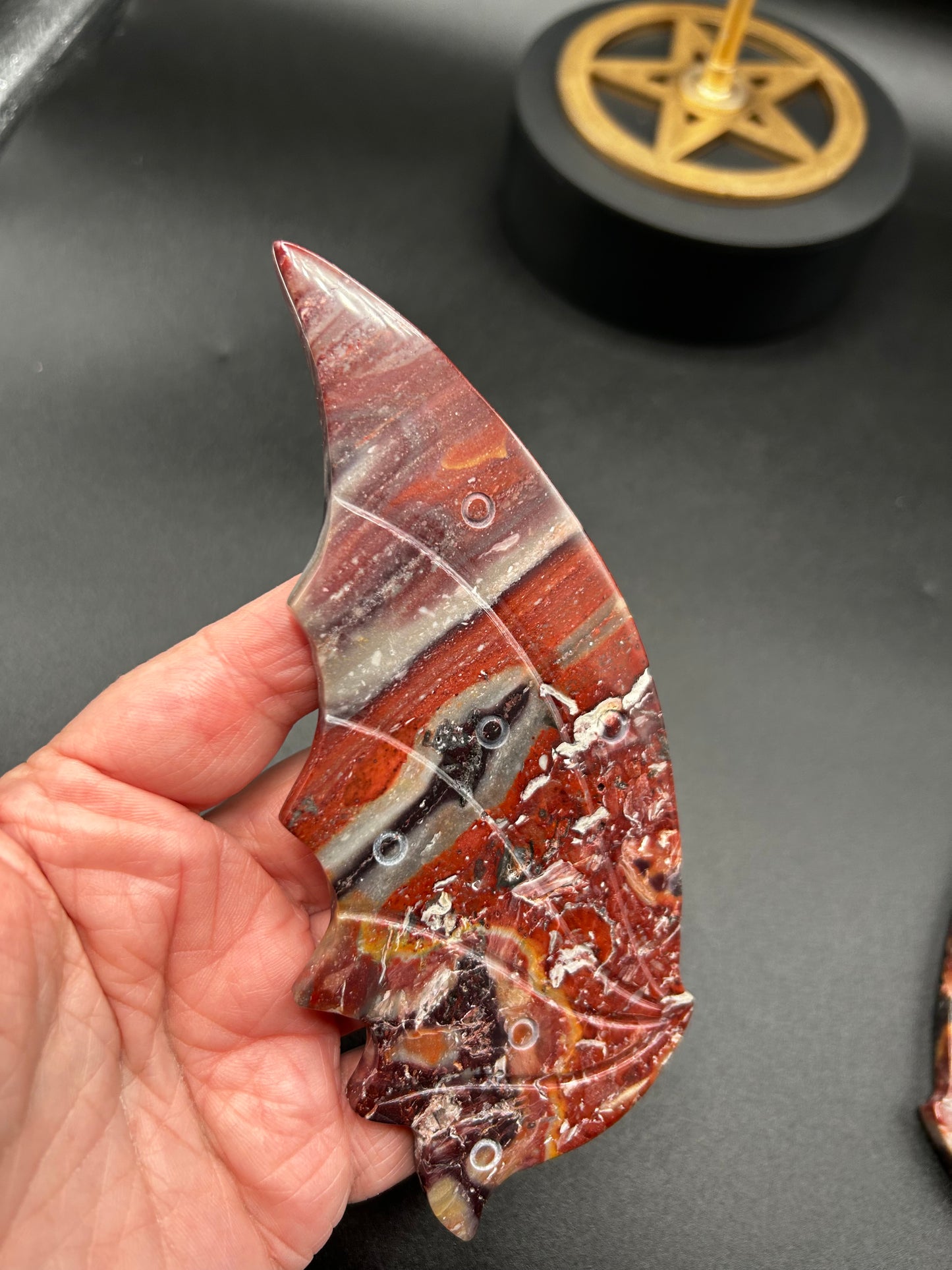 Red Jasper Wings with Druzy w/stand