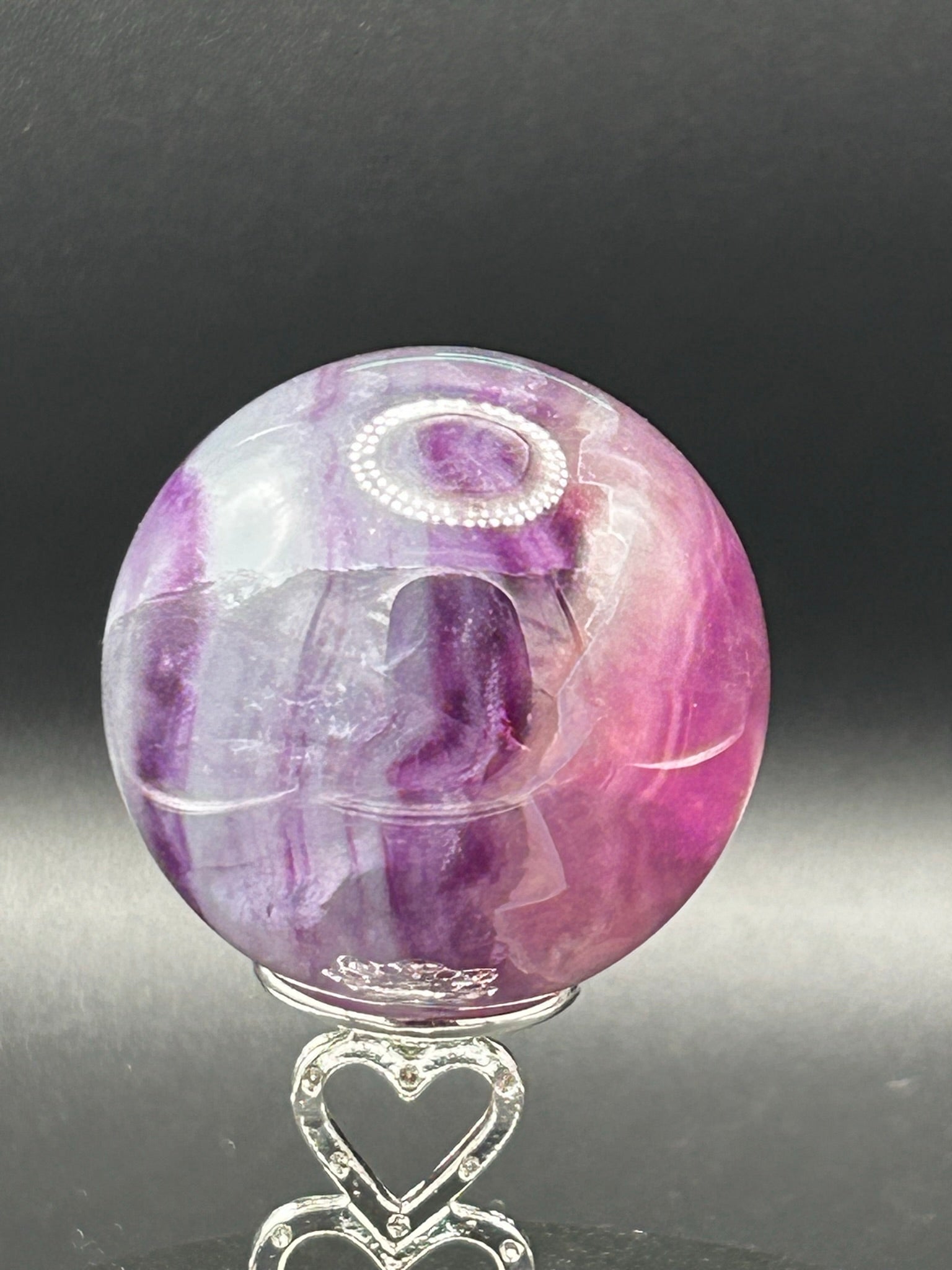 Silky Fluorite Sphere - with druzy - 60mm - High Quality - manifestation and sale spiritual elevation